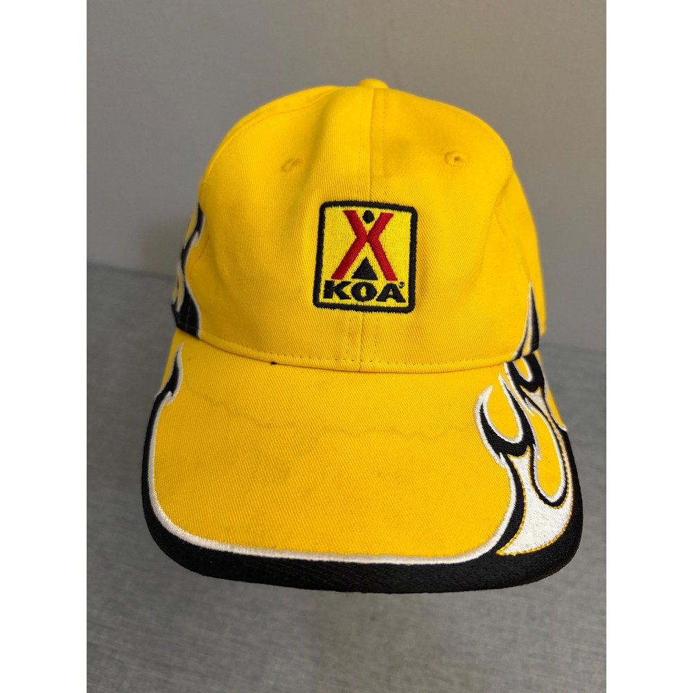 KOA Hat Mens OSFA Yellow Flame Embroidered Kampgrounds of America Vintage Cap